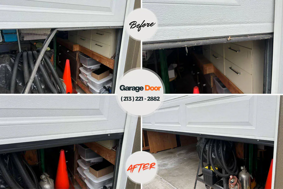 Before and after: garage door repair Whitestown, IN